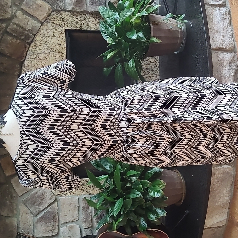 NWOT Black and White V Neck Flirty Fall Dress Size S - Picture 2 of 4